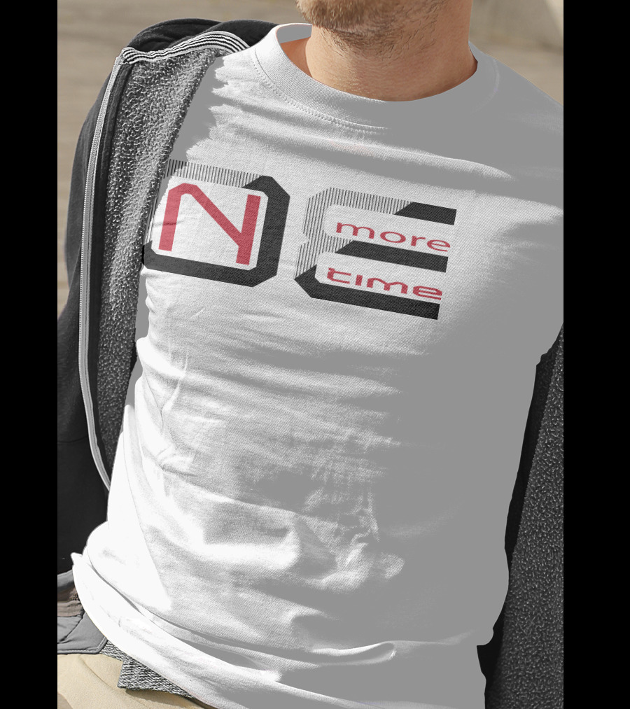 One More Time 1 Red And Black Striped Block Letters T-Shirt