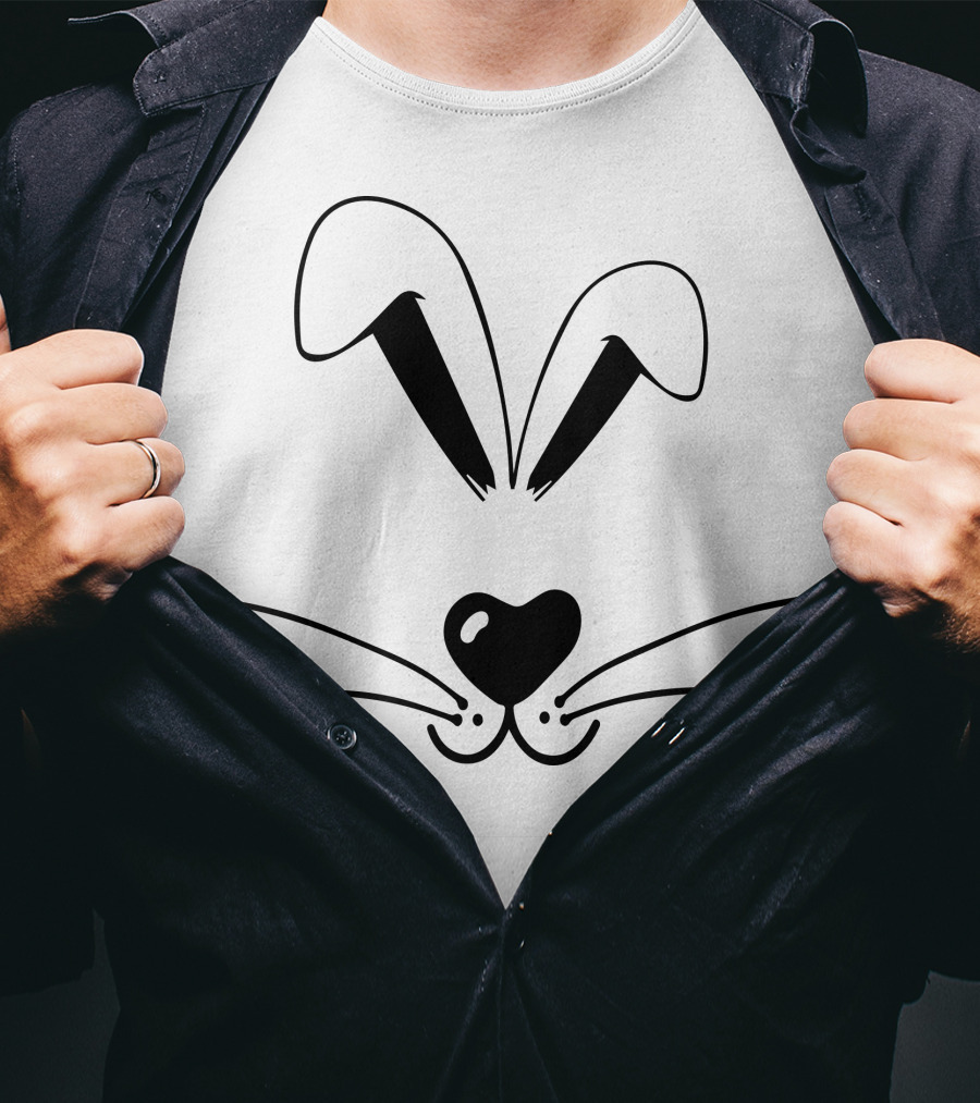 Rabbit Face Heart Nose And Whiskers T-Shirt