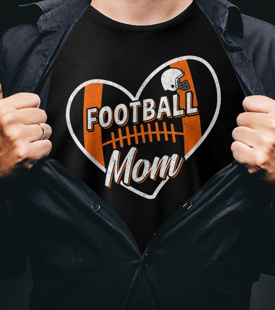 Football Mom Heart Helmet Sport T-Shirt