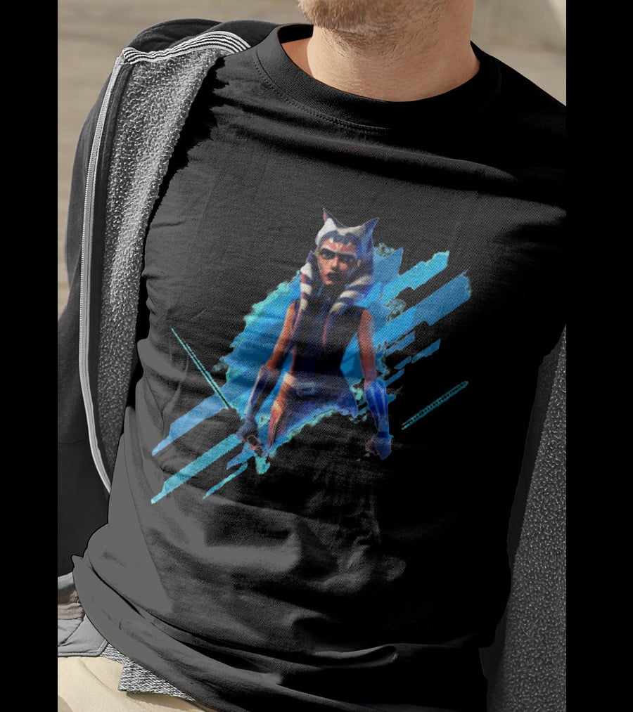 Ahsoka Tano Digital Blue Lightsaber T-Shirt