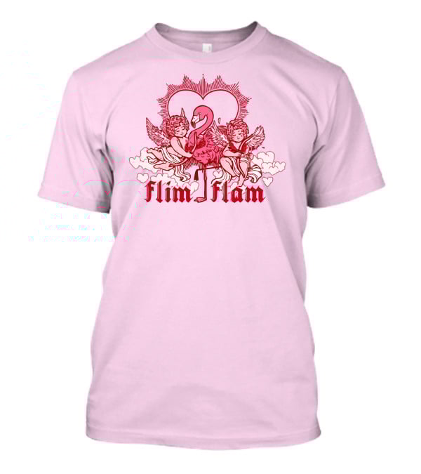 Flim Flam Cherub Light Pink Heart Flamingo T-Shirt