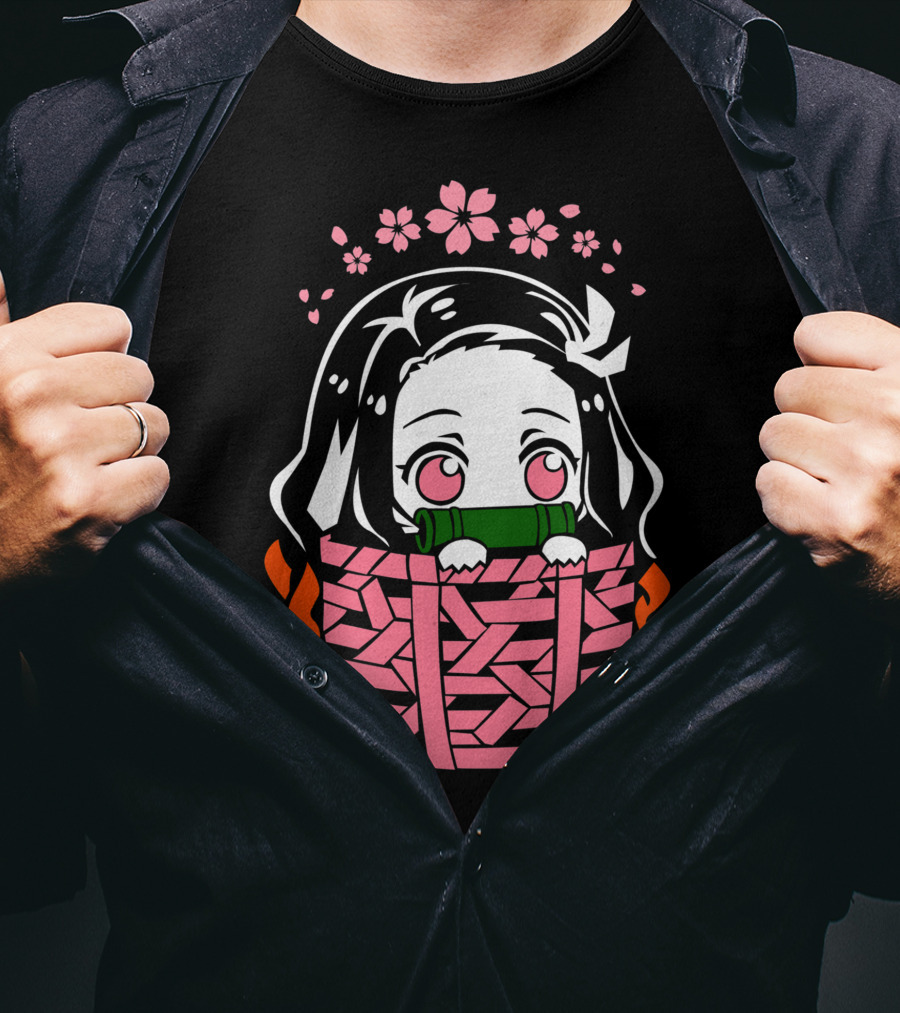 Nezuko Kamado Kimetsu No Yaiba Essentiel Cute Floral Basket T-Shirt
