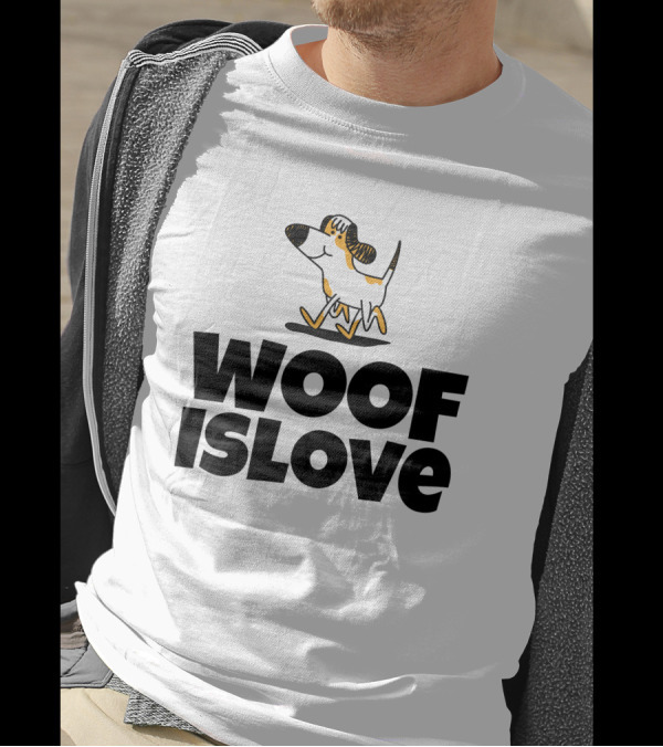 Woof Is Love With Dog Print Admirable Custom Printing T-Shirt