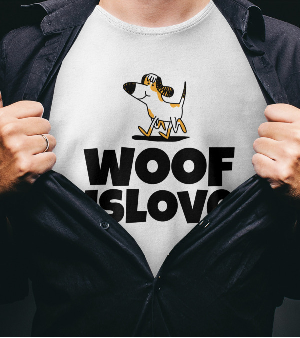Woof Is Love With Dog Print Admirable Custom Printing T-Shirt