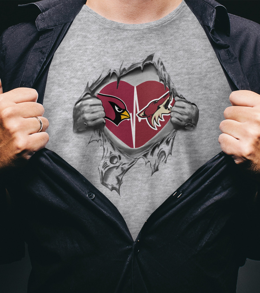 Arizona Cardinals Coyotes Heart Logo Burst T-Shirt