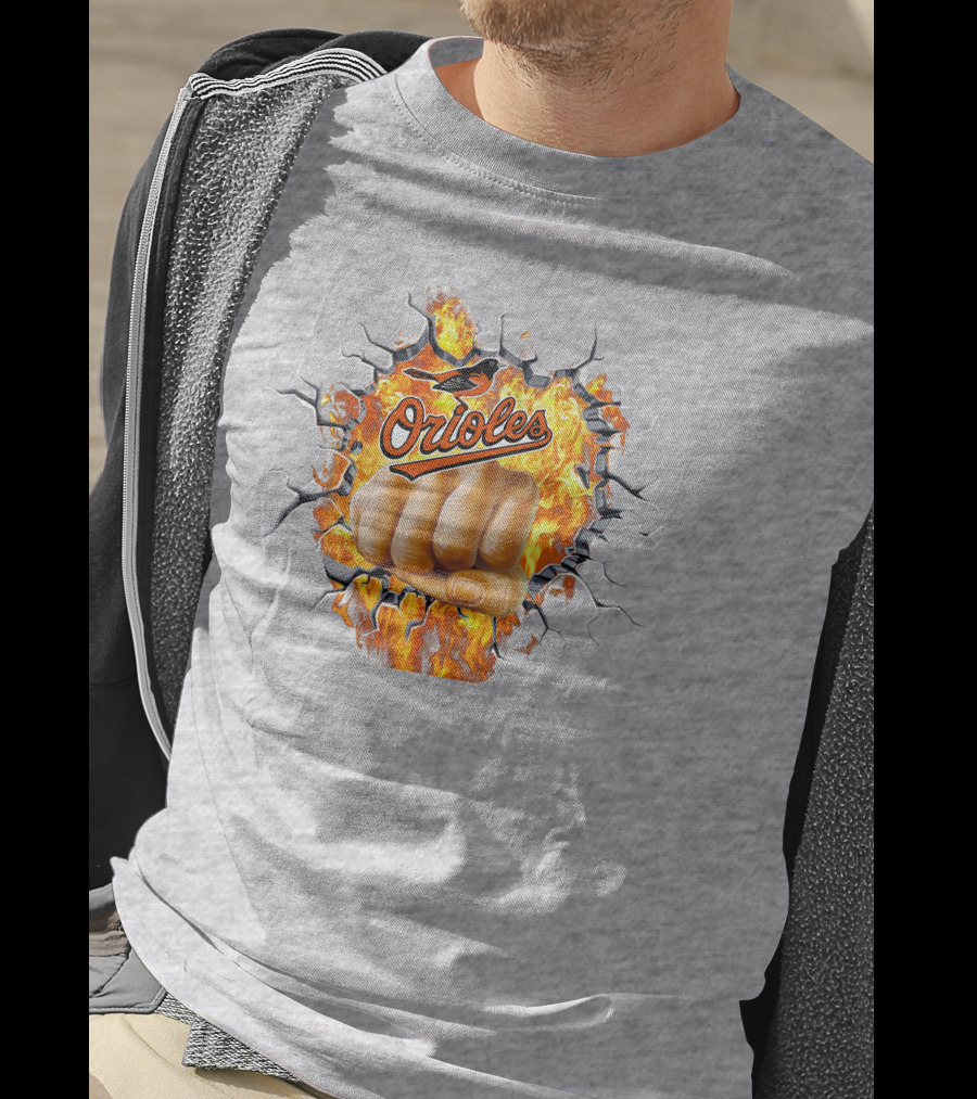 Orioles Fire And Steel Fist Burst T-Shirt