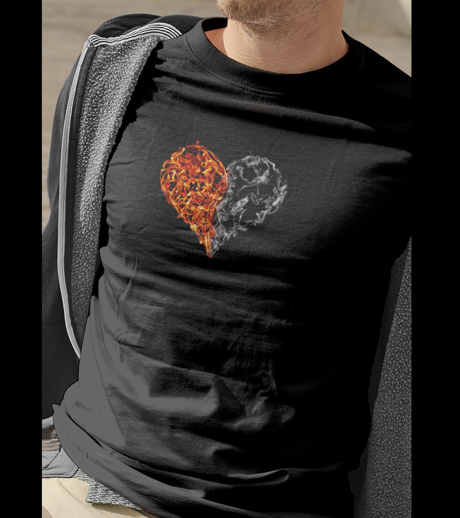 Fire And Smoke Heart Duality Elements T-Shirt