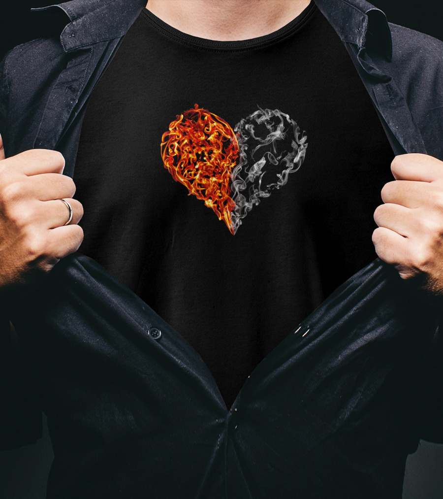 Fire And Smoke Heart Duality Elements T-Shirt