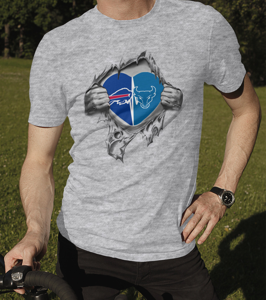 Buffalo Bills Buffalo Bulls Heart Symbol Fusion T-Shirt