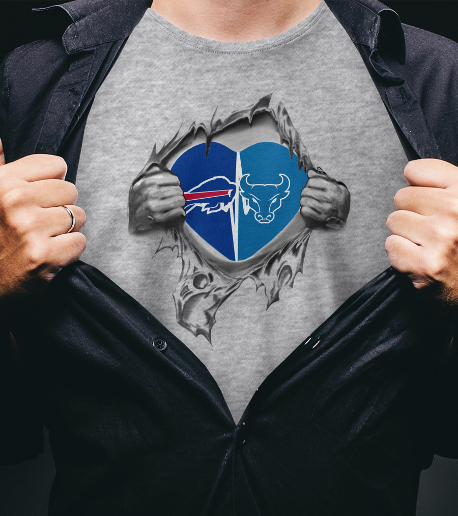 Buffalo Bills Buffalo Bulls Heart Symbol Fusion T-Shirt