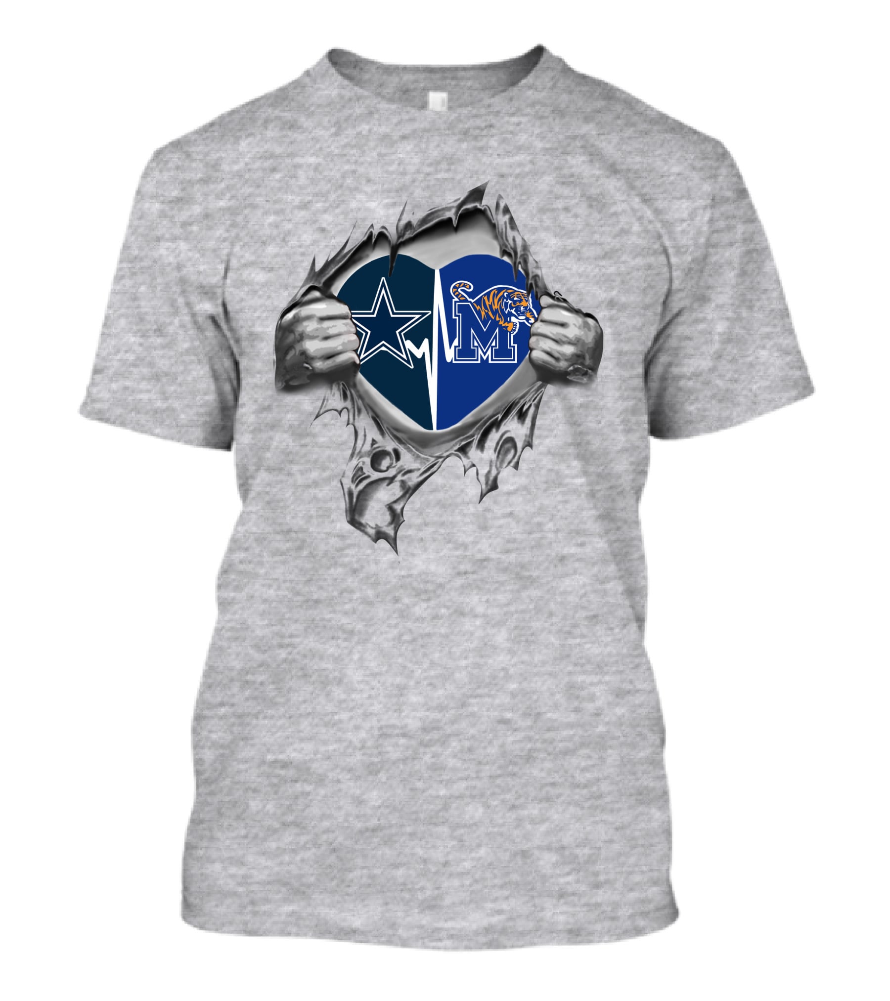 Cowboys Memphis Tigers Heart Logo Love Forever T-Shirt