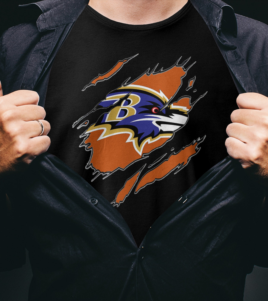 Baltimore Ravens Ripped Reveal Logo Ravens Profile T-Shirt