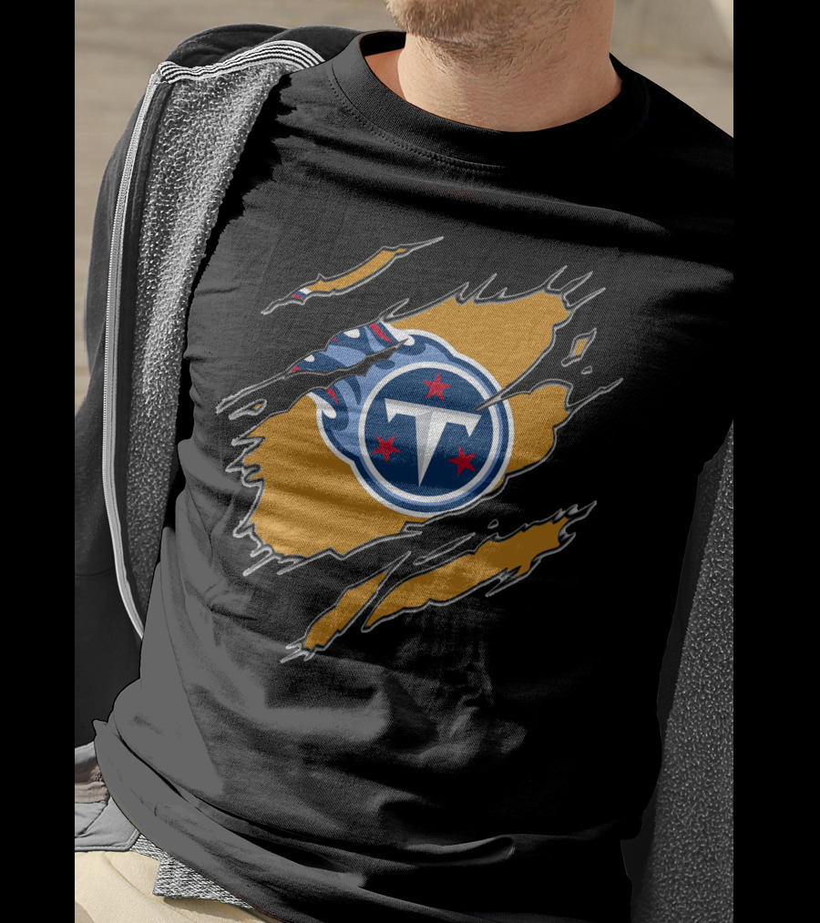 Tennessee Titans Logo Ripped Effect T-Shirt