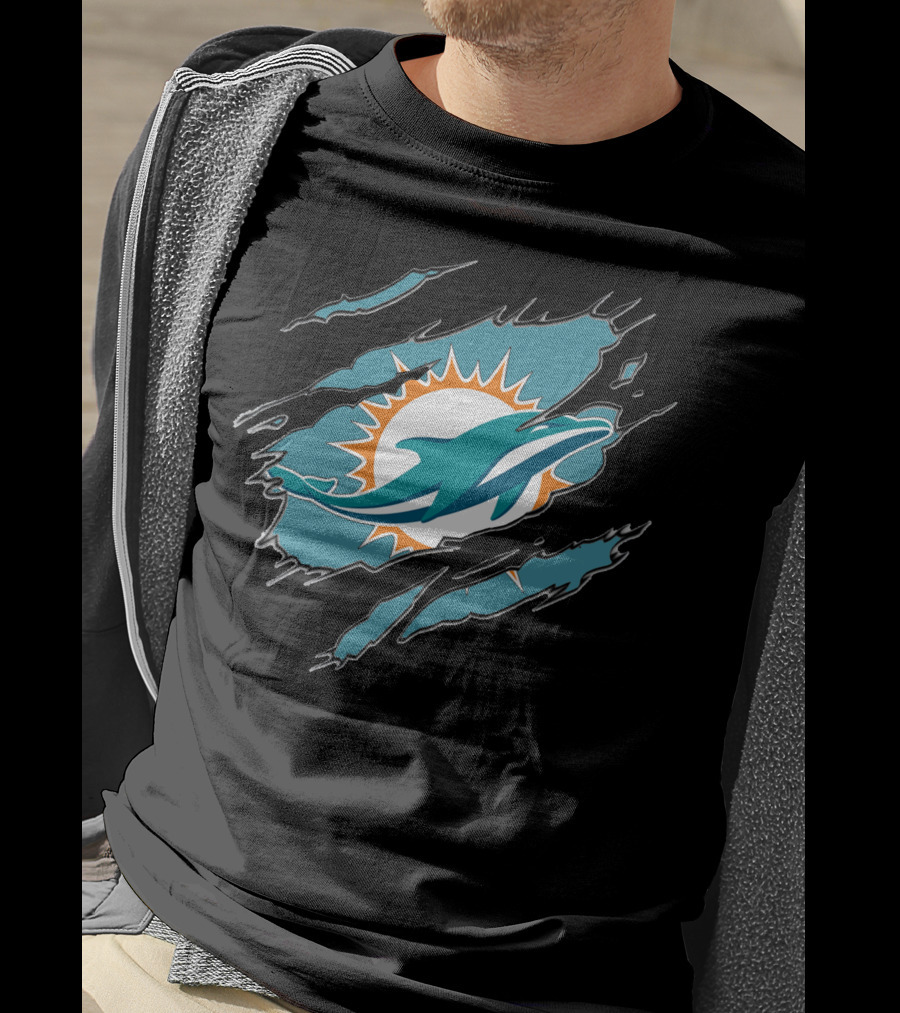 Miami Dolphins Ripped Claw Marks T-Shirt
