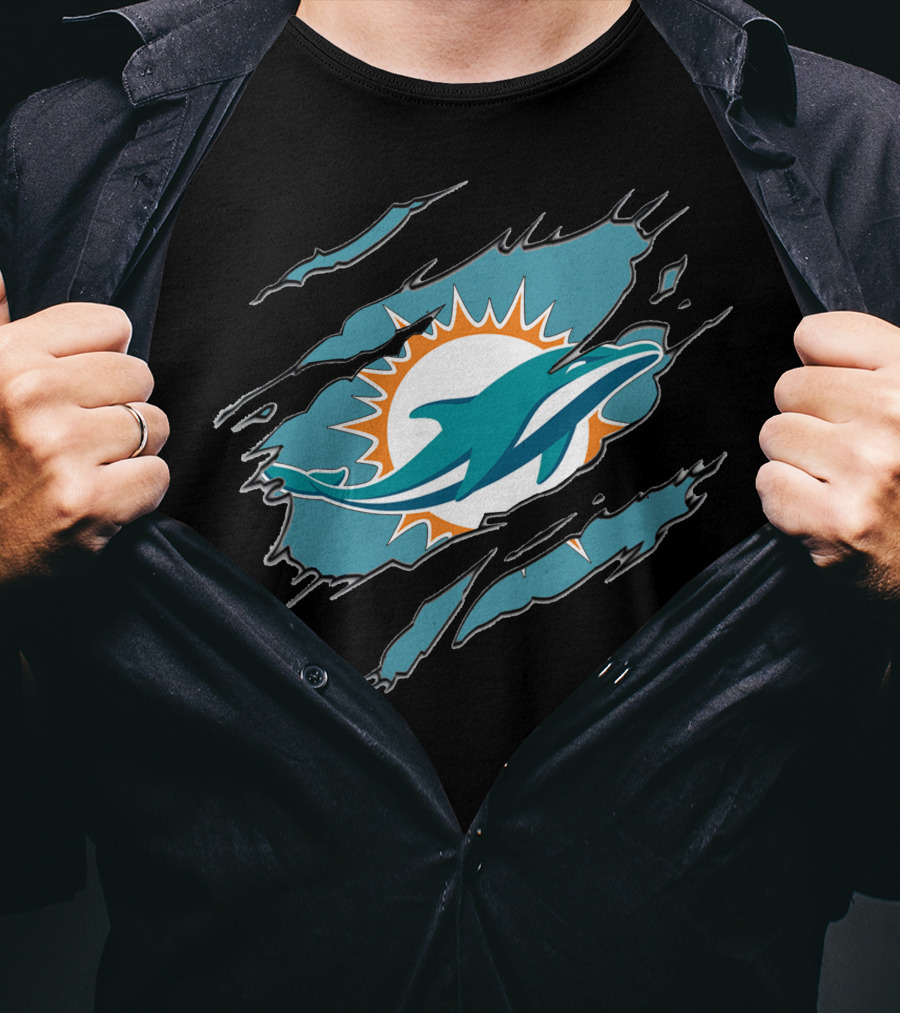 Miami Dolphins Ripped Claw Marks T-Shirt