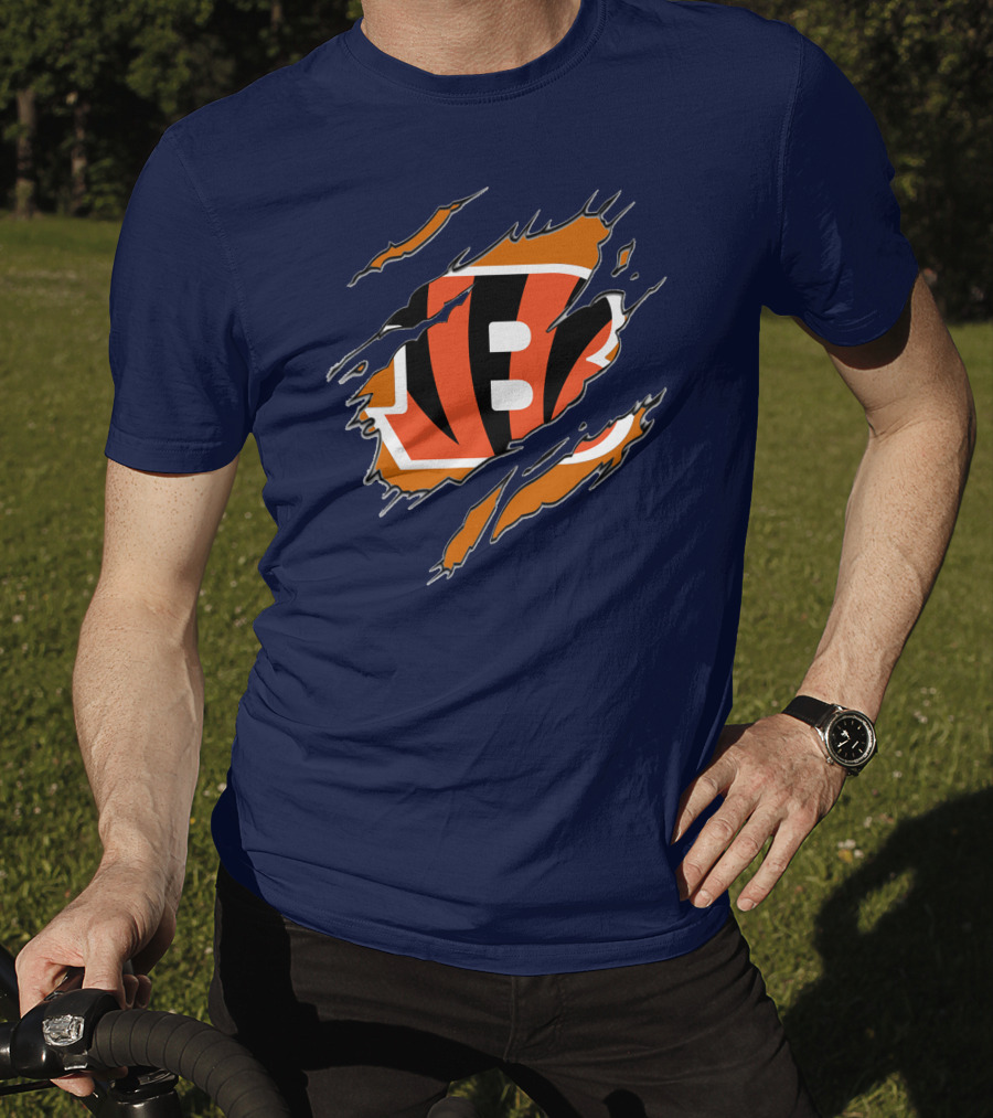 Cincinnati Bengals Claw Mark Logo Tearing Effect T-Shirt