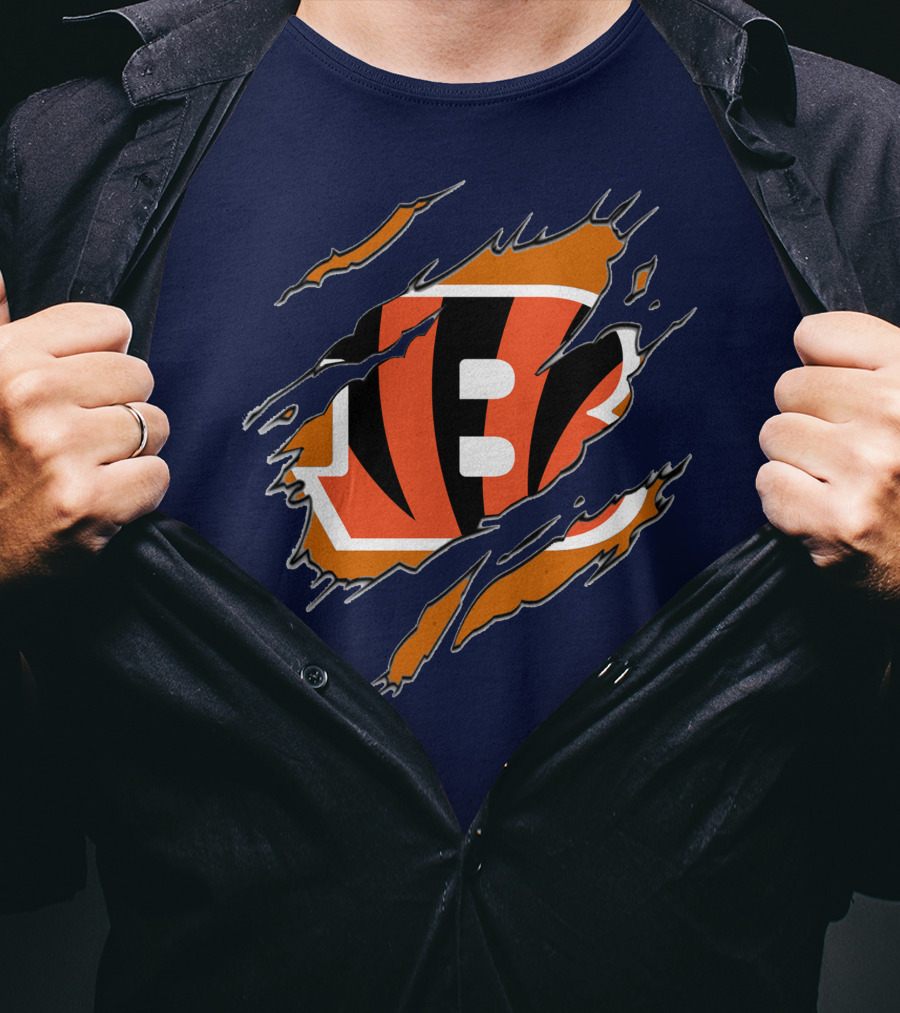 Cincinnati Bengals Claw Mark Logo Tearing Effect T-Shirt