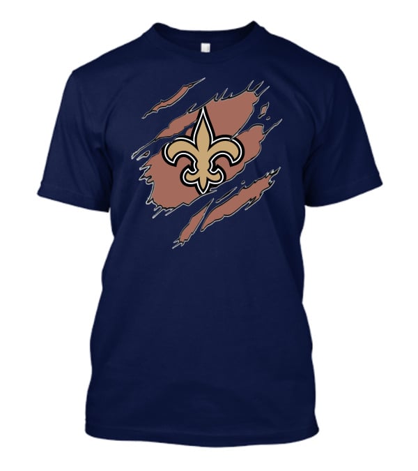 New Orleans Saints Fleur-De-Lis Claw Marks Blue And Gold T-Shirt