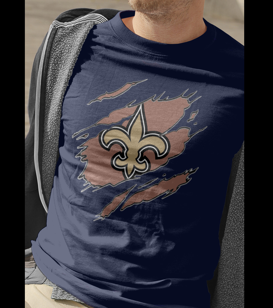 New Orleans Saints Fleur-De-Lis Claw Marks Blue And Gold T-Shirt