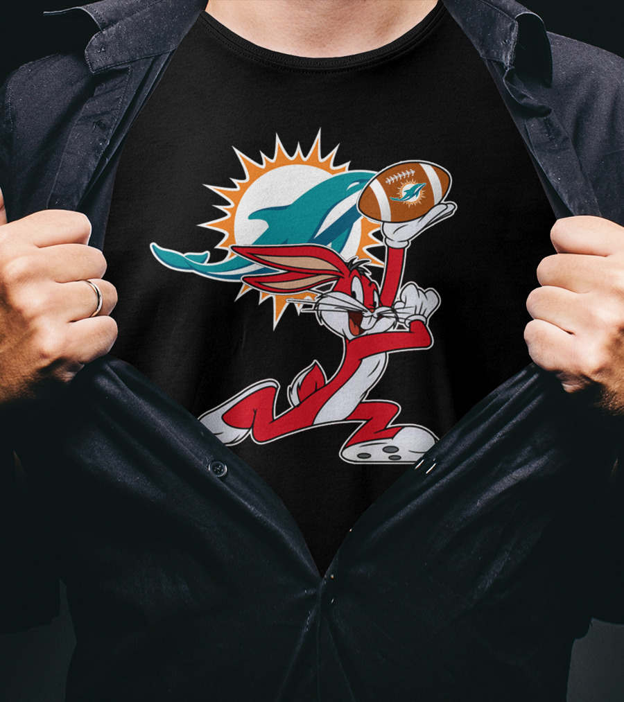 Miami Dolphins Bunny Football Fan T-Shirt