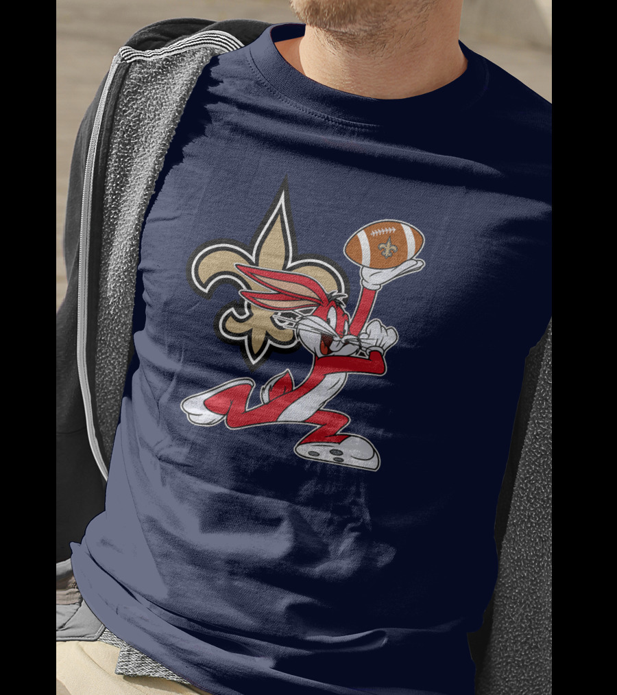 New Orleans Saints Bugs Bunny Football Fleur-de-Lis T-Shirt