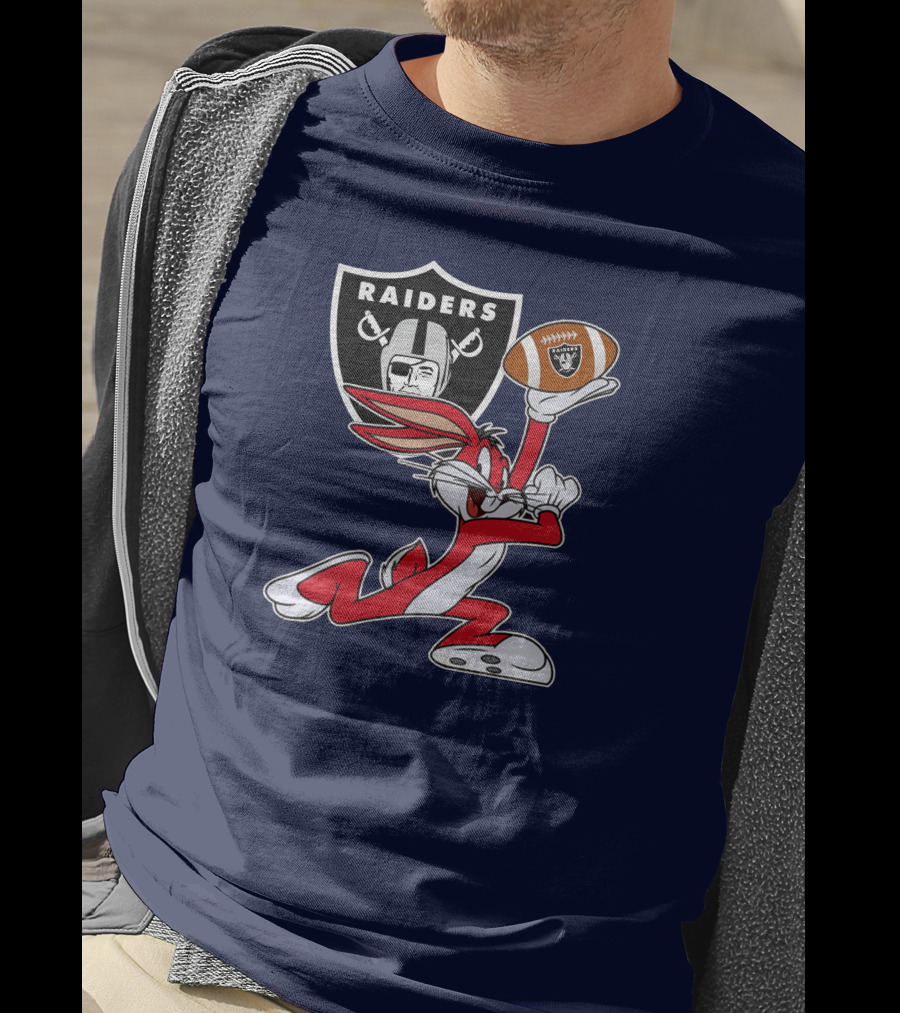 Raiders Bunny Holding Football With Oakland Raiders T-Shirt