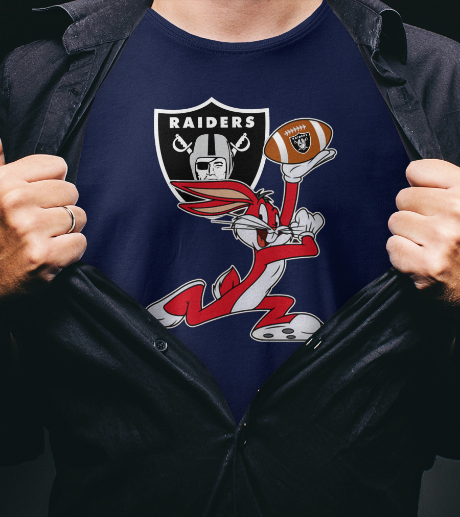 Raiders Bunny Holding Football With Oakland Raiders T-Shirt