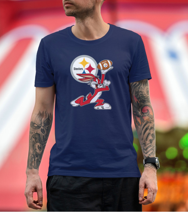 Premium T-Shirt: Pittsburgh Steelers Bunny Football T-Shirt Pittsburgh Steelers Bunny Football T-Shirt