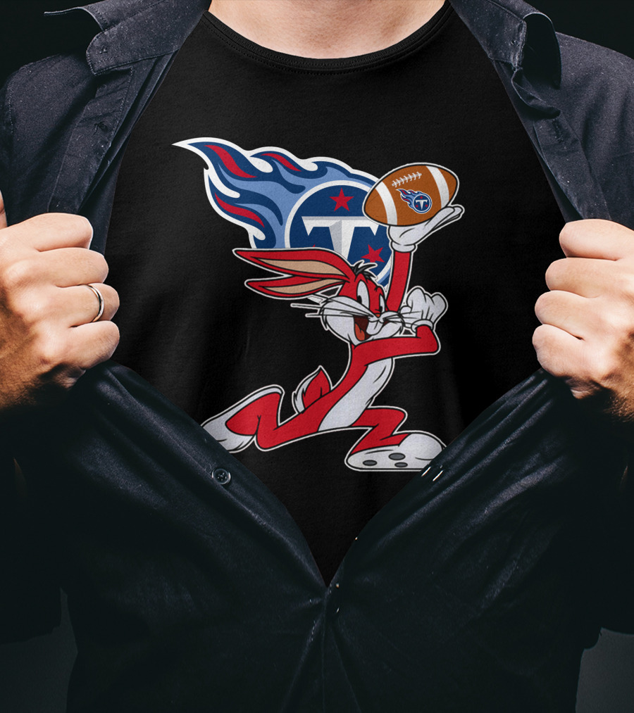 Tennessee Titans Bunny Carrying Football With Titans T-Shirt