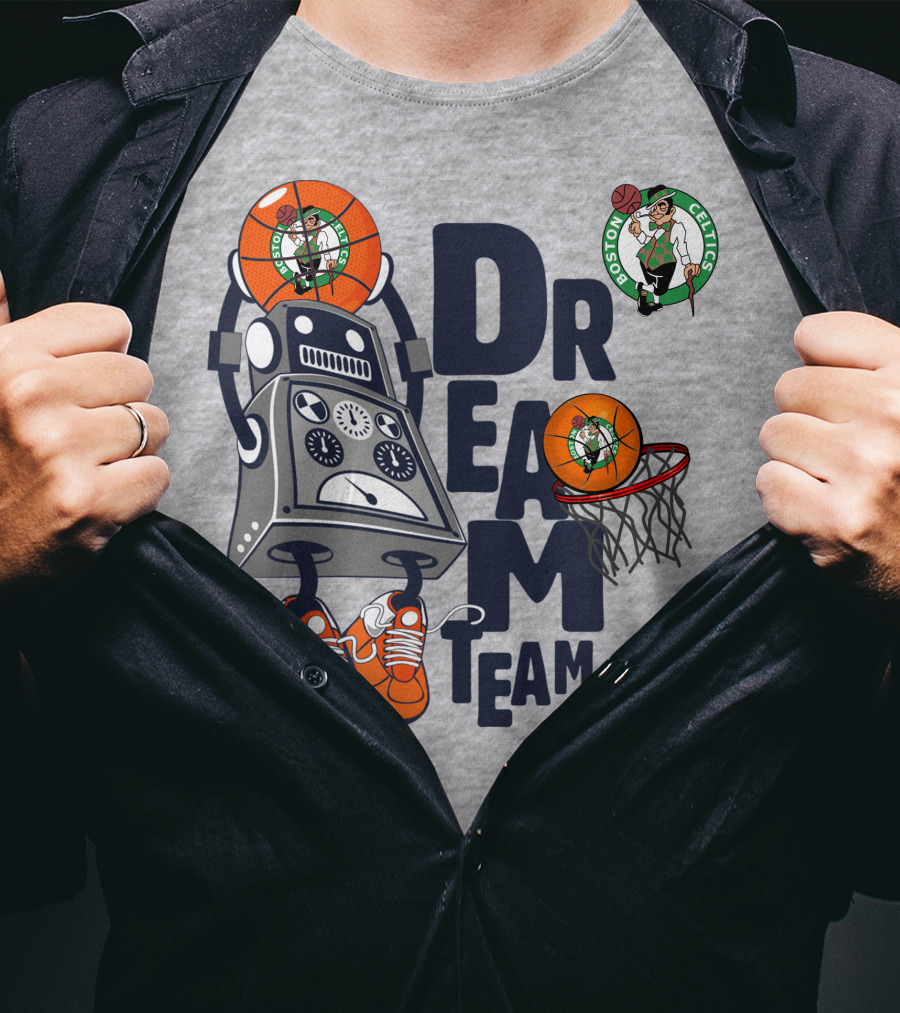Boston Celtics Dream Team Robot Basketball Logo Sneakers T-Shirt