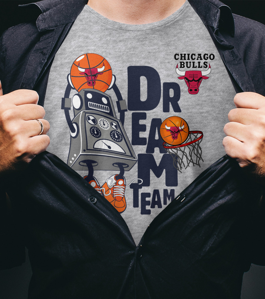 Chicago Bulls Dream Team Robot Dunking Basketball T-Shirt