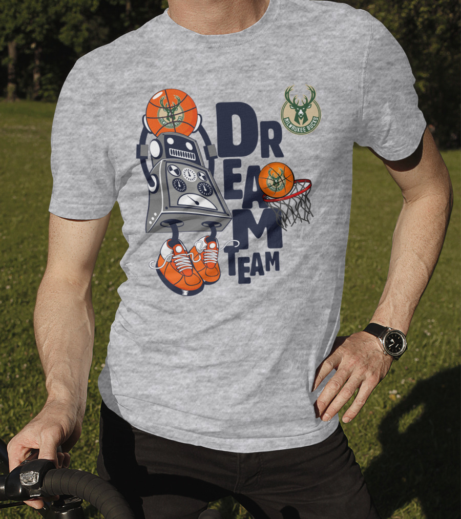 Milwaukee Bucks Dream Team Robot Basketball Fantasy T-Shirt