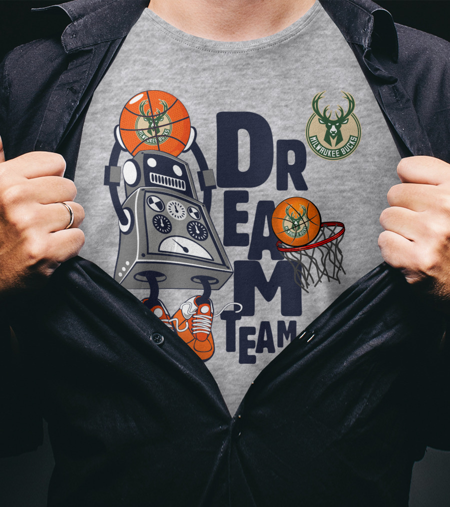 Milwaukee Bucks Dream Team Robot Basketball Fantasy T-Shirt