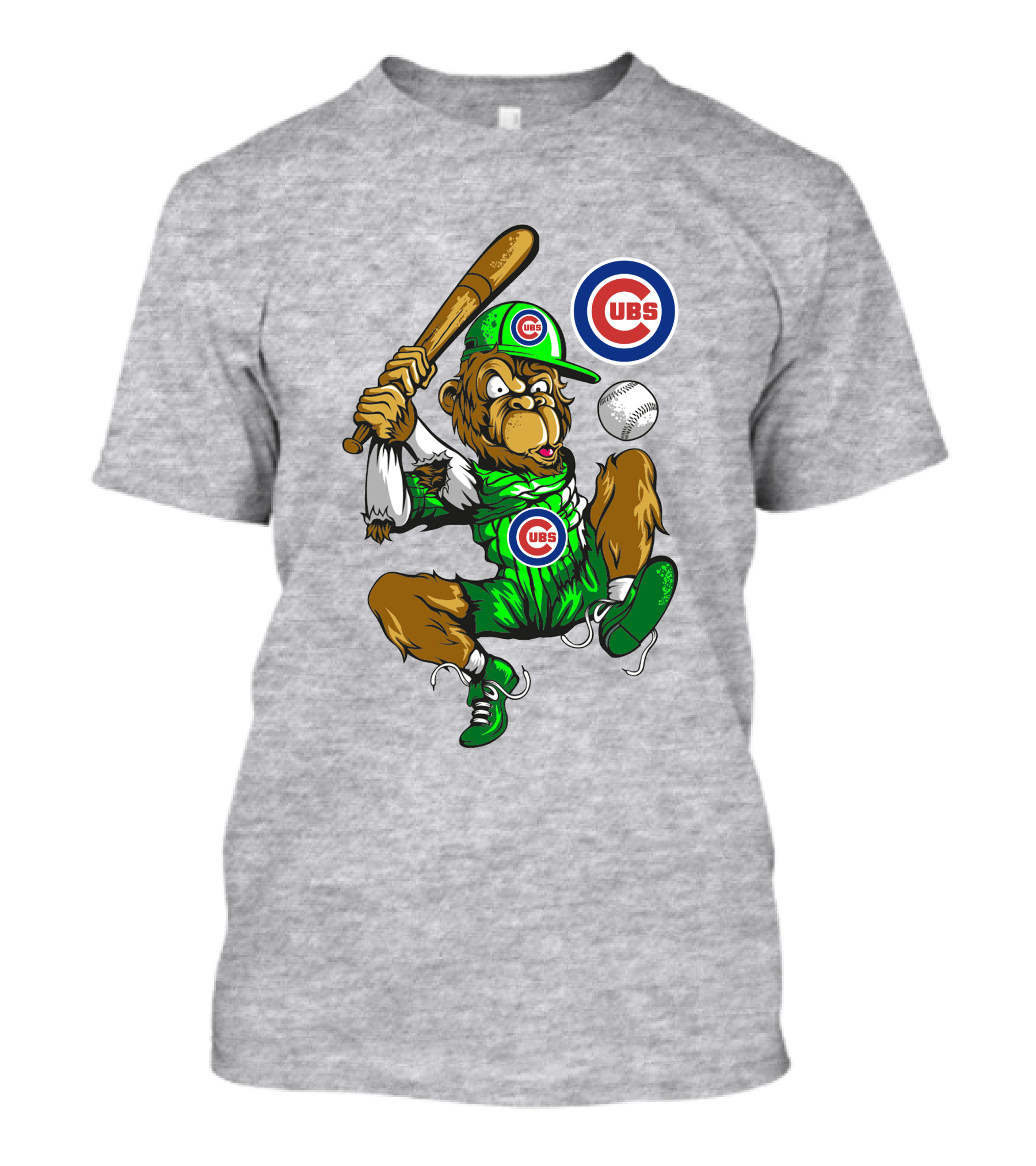Chicago Cubs Mascot Swinging Baseball Action T-Shirt