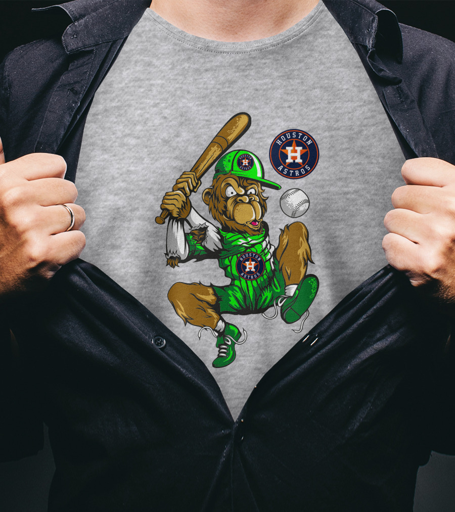 Houston Astros Baseball Monkey Home Run Swing T-Shirt