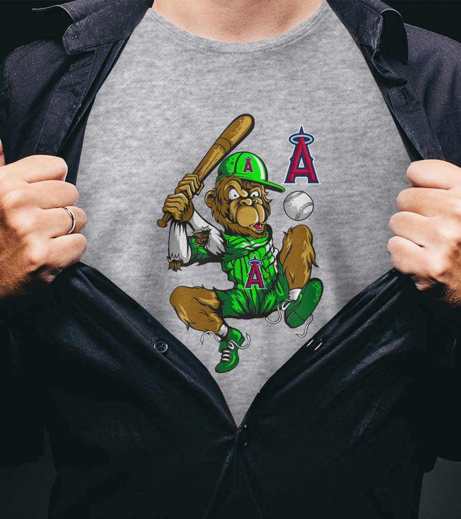 Los Angeles Angels Mascot Swinging With Baseball And Bat T-Shirt