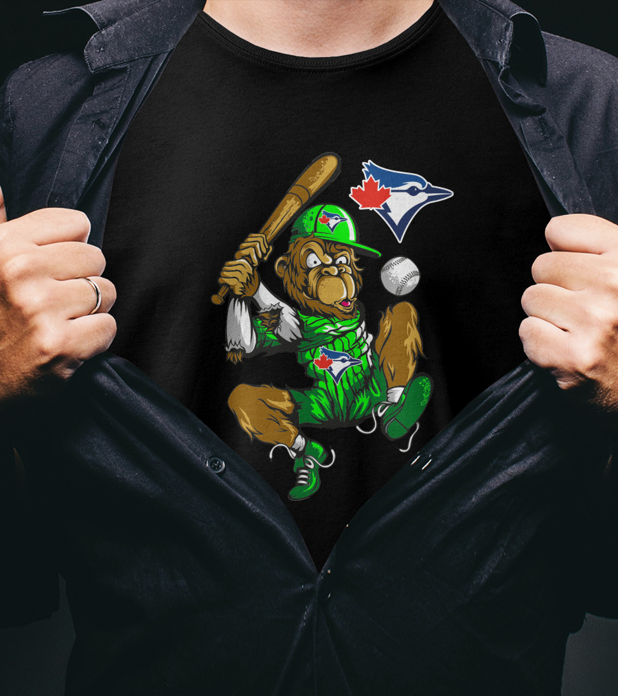 Toronto Blue Jays Gorilla Icon Swinging Bat With Logo And Baseball T-Shirt