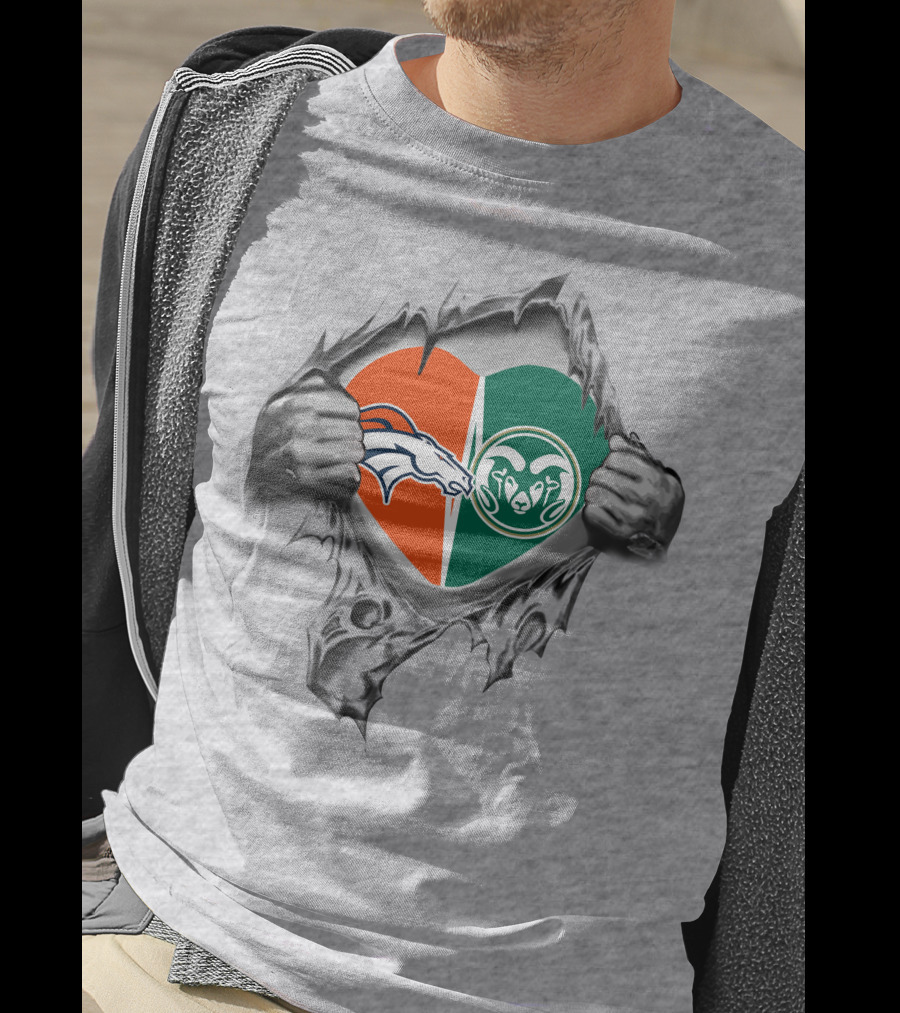 Broncos Colorado State Rams Heart T-Shirt