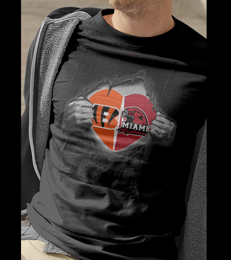 Bengals Miami RedHawks Heart Symbol Unveiled T-Shirt