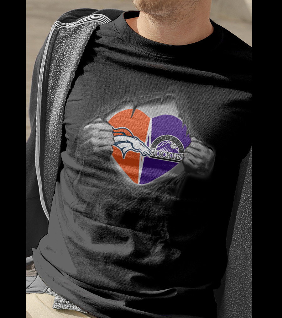 Broncos Rockies Colorado Heart T-Shirt