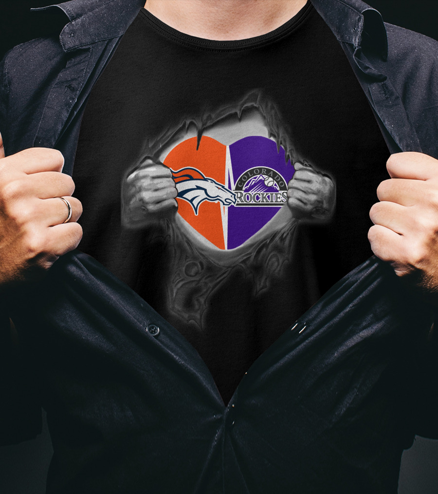 Broncos Rockies Colorado Heart T-Shirt