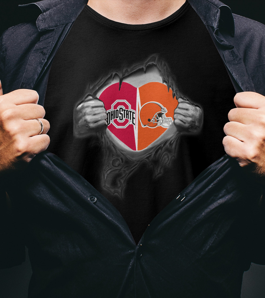 Ohio State Buckeyes Cleveland Browns Heart Logo Combo T-Shirt