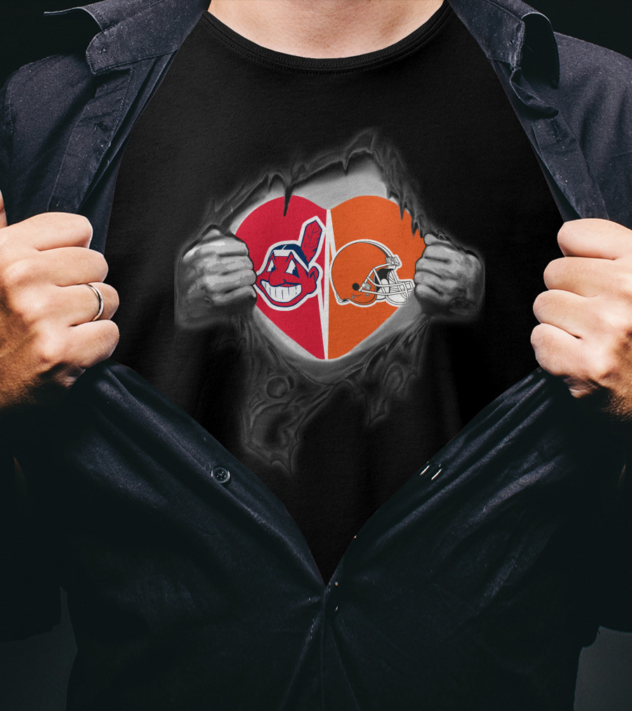 Cleveland Browns Cleveland Indians Heart T-Shirt