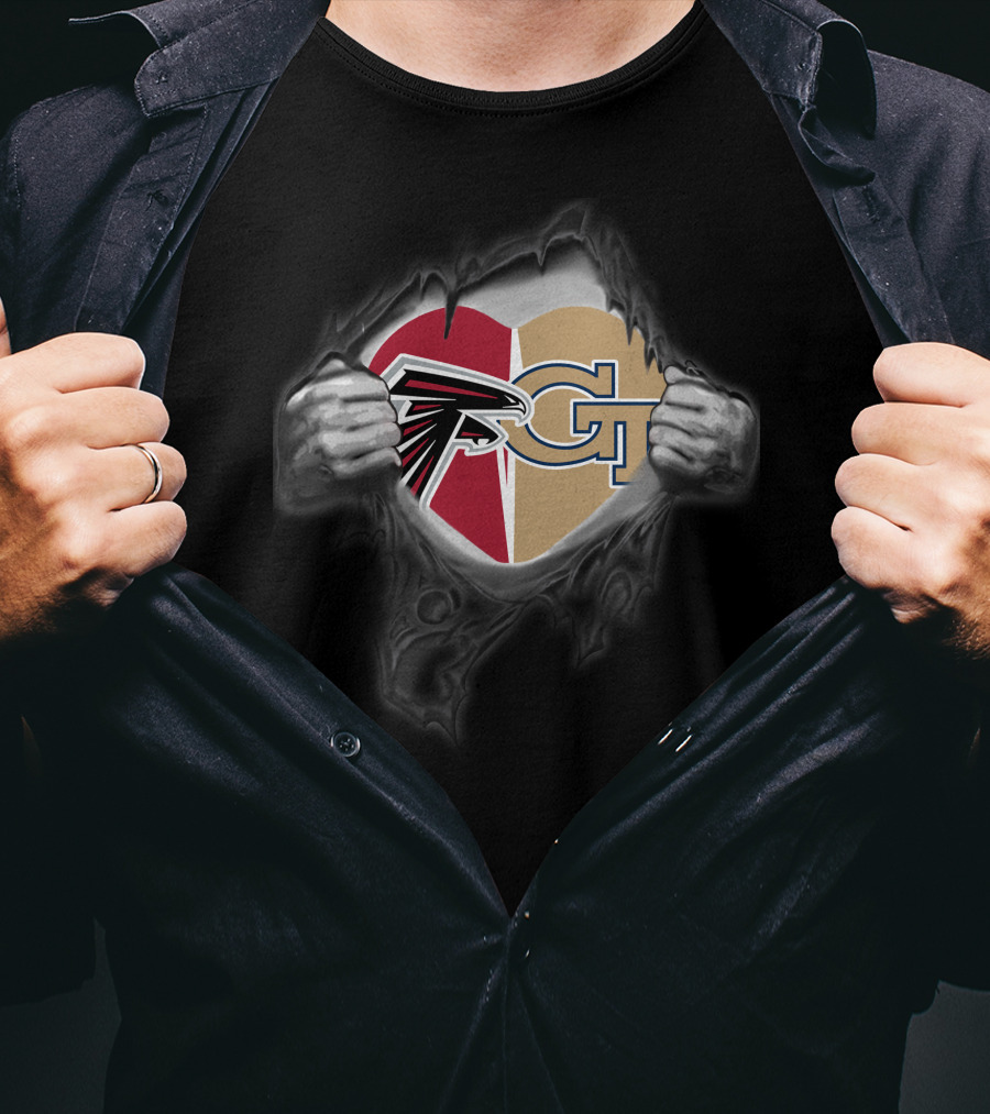 Falcons Georgia Tech Heart Logo Peeling T-Shirt