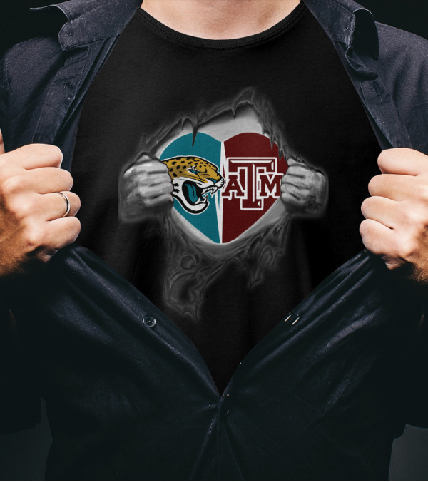 Jaguars Texas A&M Aggies Heart T-Shirt