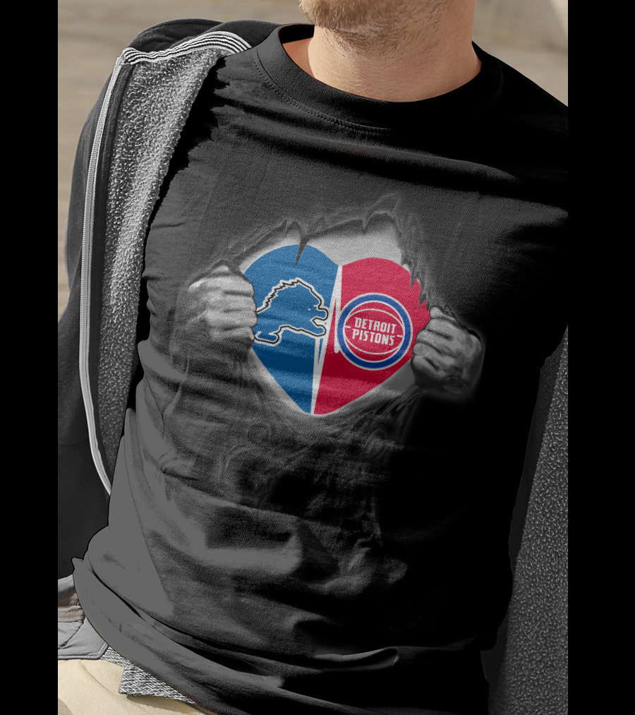 Lions Detroit Pistons Heart T-Shirt