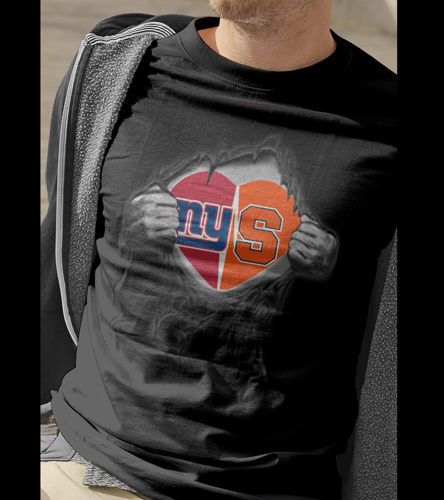 New York Giants Syracuse Orange Heart T-Shirt