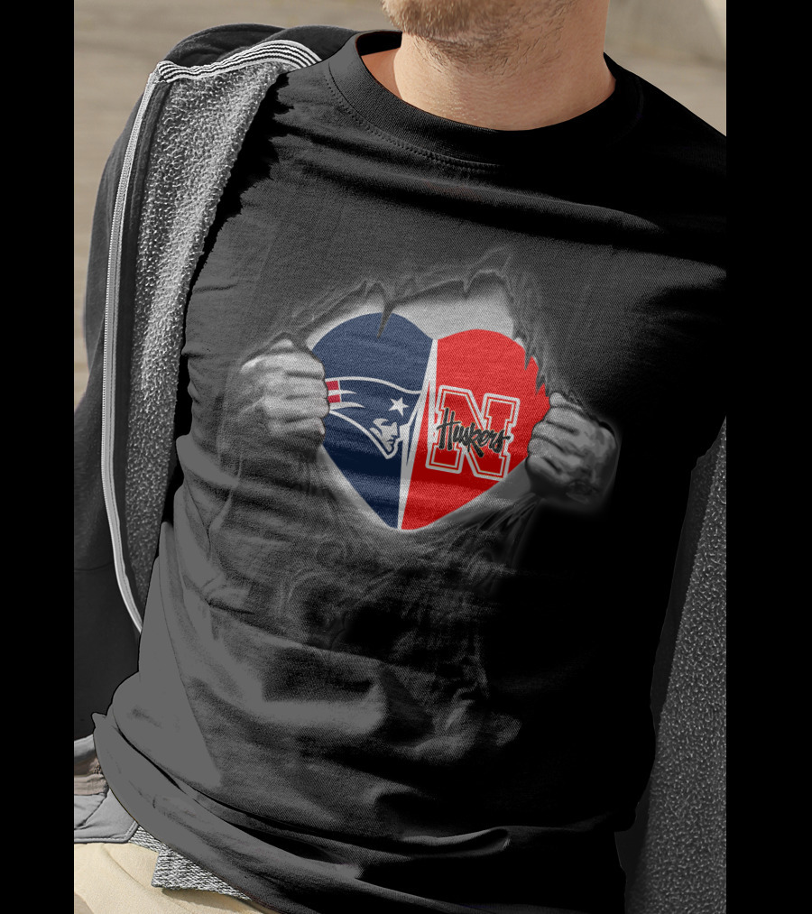 Patriots Huskers Heart Fan Loyalty Split T-Shirt
