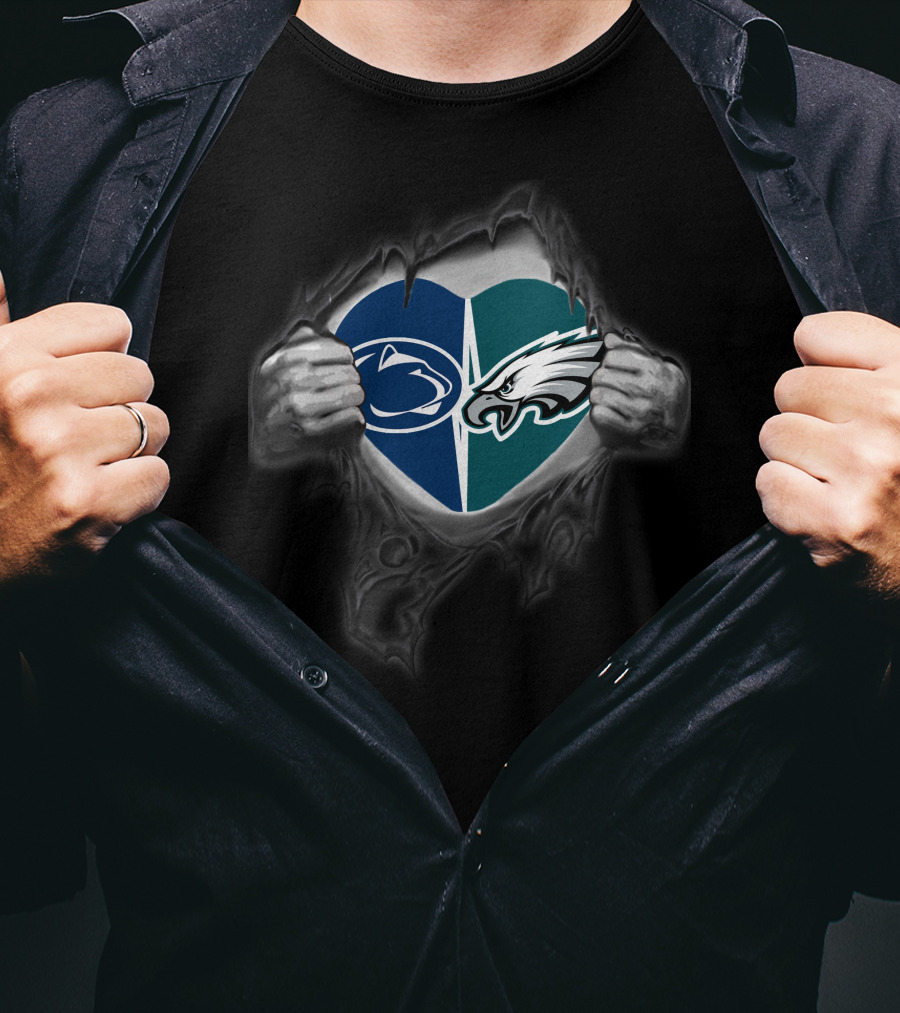 Philadelphia Eagles Penn State Heart Logo Combo T-Shirt