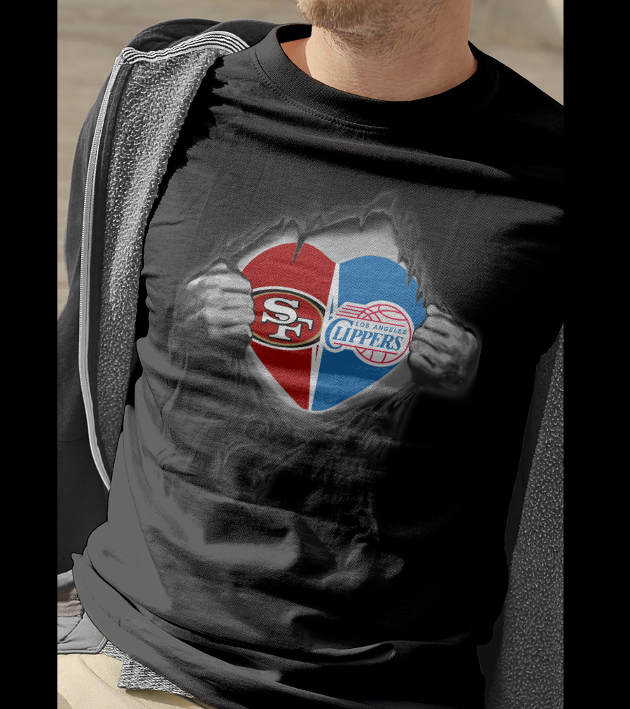 Sf 49ers Los Angeles Clippers Heart Logo Fan Pride T-Shirt